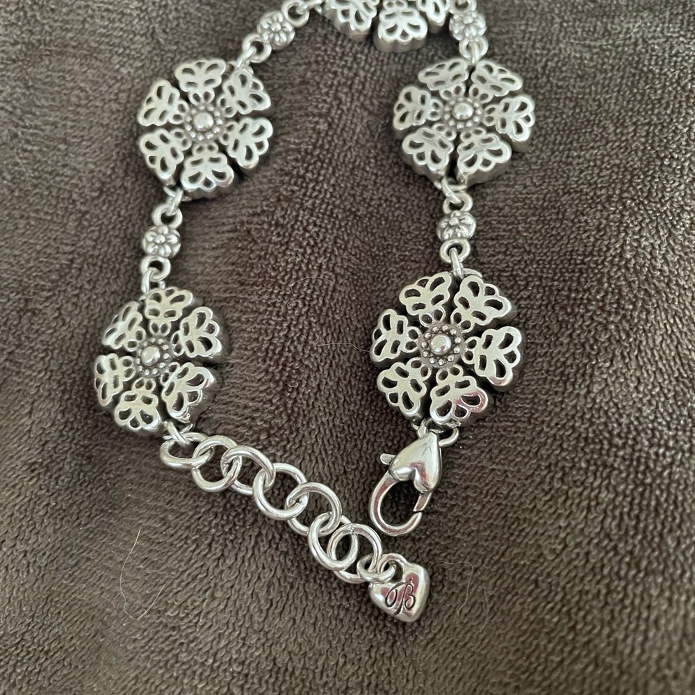Brighton Silver Filigree Bracelet with Floral Medallions